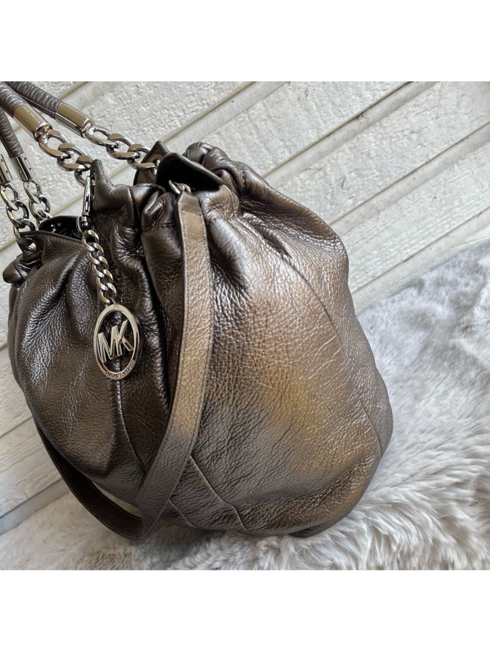 MICHAEL KORS Silver Metallic Lillie Fulton Tote Shoulder Bag - Picture 6 of 10